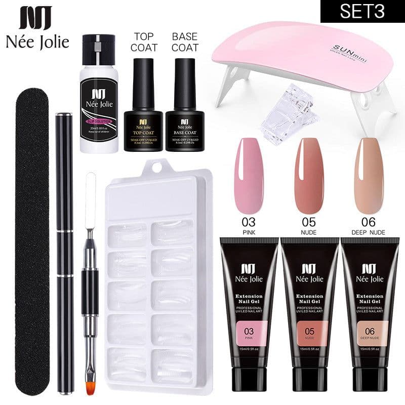 image-NeeJolie Nail Extension Gel Kit 15-Piece Set Paper-Free