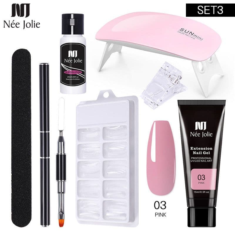 image-NeeJolie Nail Extension Gel Kit 15-Piece Set Paper-Free