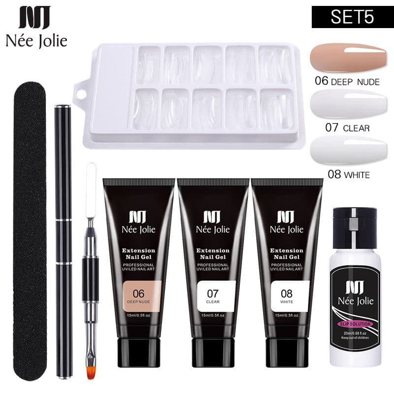 image-NeeJolie Nail Extension Gel Kit 15-Piece Set Paper-Free