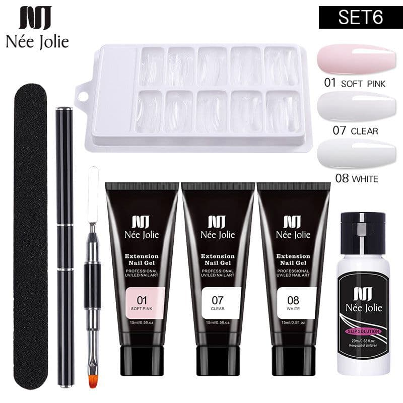 image-NeeJolie Nail Extension Gel Kit 15-Piece Set Paper-Free