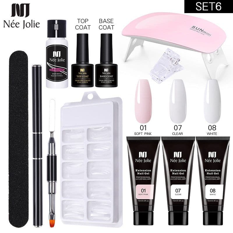 image-NeeJolie Nail Extension Gel Kit 15-Piece Set Paper-Free