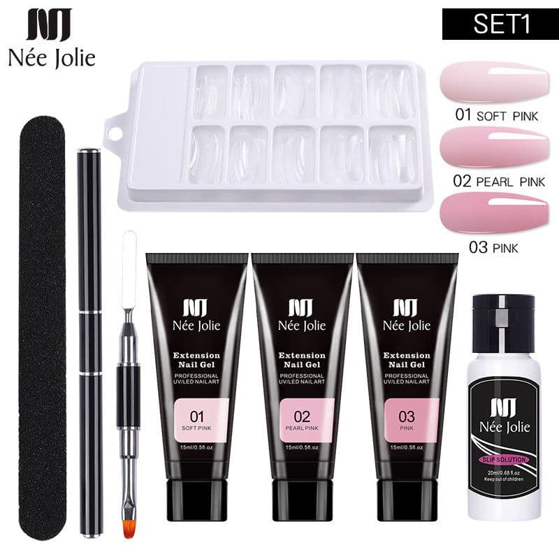 image-NeeJolie Nail Extension Gel Kit 15-Piece Set Paper-Free