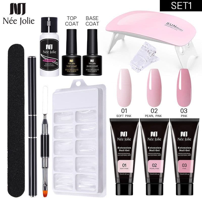 image-NeeJolie Nail Extension Gel Kit 15-Piece Set Paper-Free