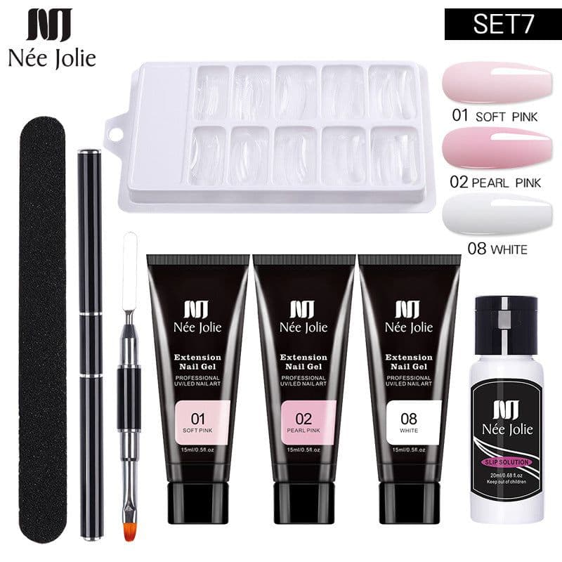 image-NeeJolie Nail Extension Gel Kit 15-Piece Set Paper-Free