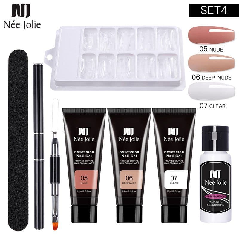 image-NeeJolie Nail Extension Gel Kit 15-Piece Set Paper-Free