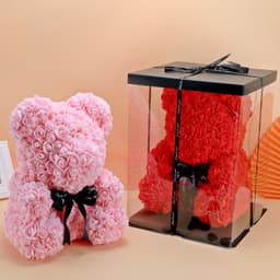 image-Rose Bear with Wedding Dress 40cm Flower Bear Gift