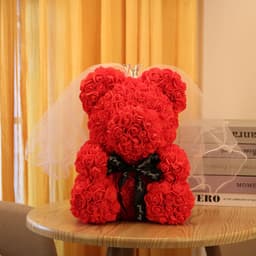 image-Rose Bear with Wedding Dress 40cm Flower Bear Gift
