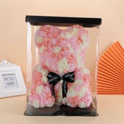 image-Rose Bear with Wedding Dress 40cm Flower Bear Gift
