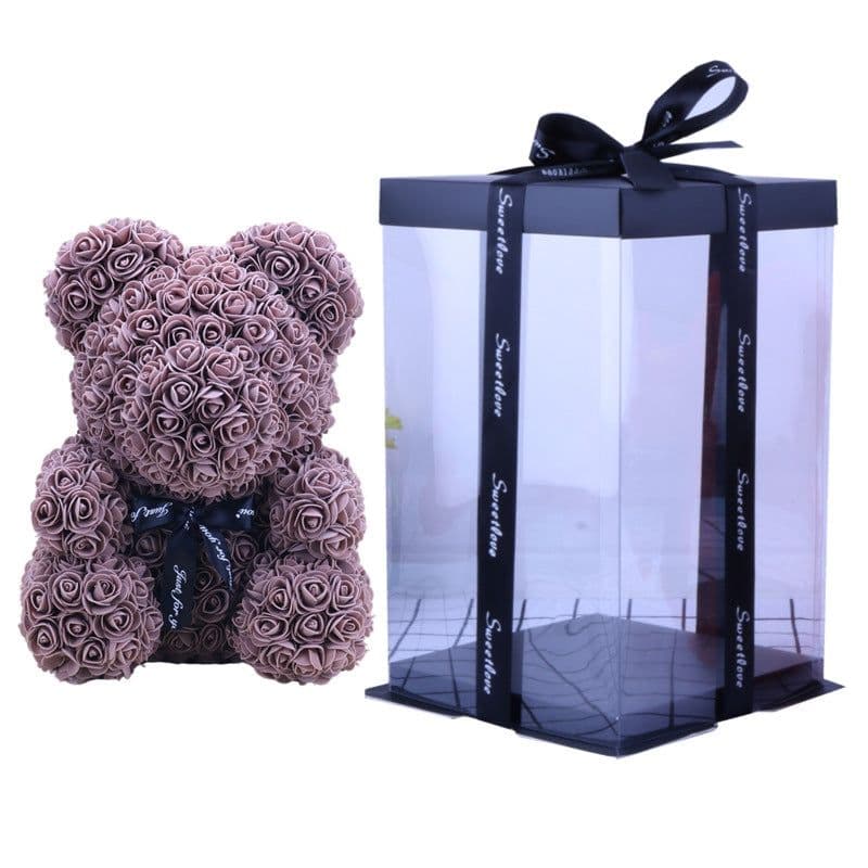 image-Rose Bear with Wedding Dress 40cm Flower Bear Gift
