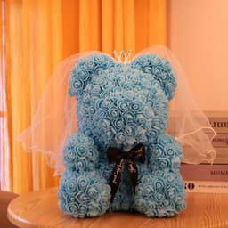 image-Rose Bear with Wedding Dress 40cm Flower Bear Gift