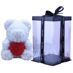 image-Rose Bear with Wedding Dress 40cm Flower Bear Gift