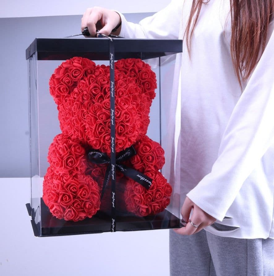 image-Rose Bear with Wedding Dress 40cm Flower Bear Gift