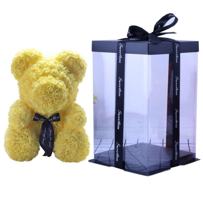 image-Rose Bear with Wedding Dress 40cm Flower Bear Gift