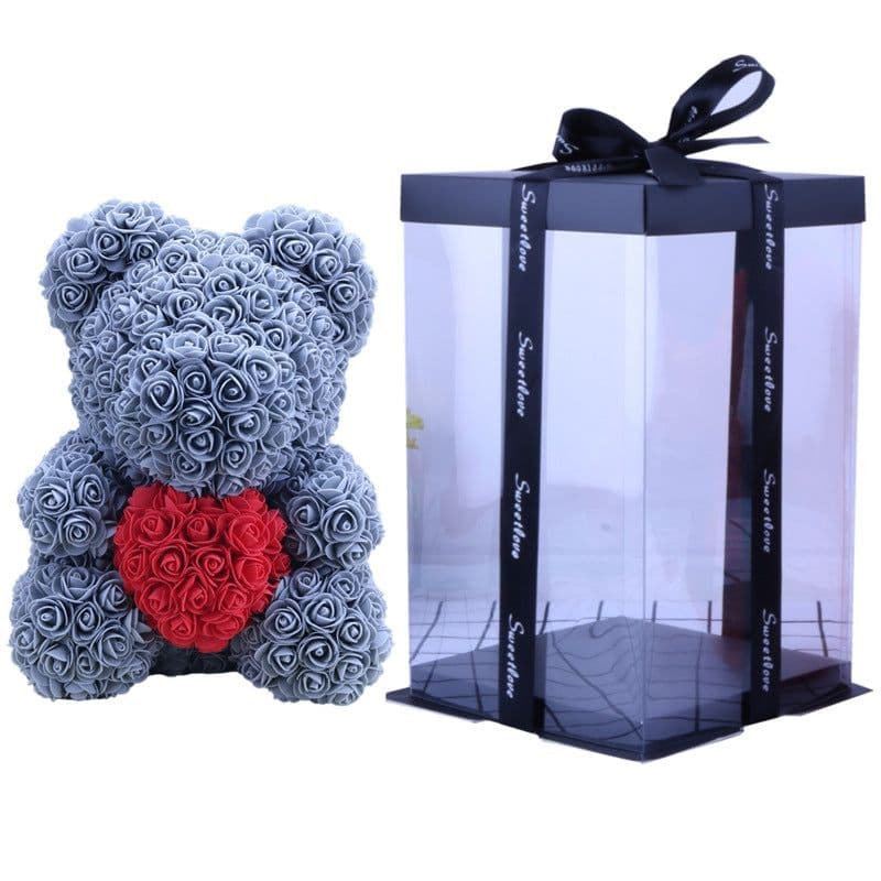 image-Rose Bear with Wedding Dress 40cm Flower Bear Gift