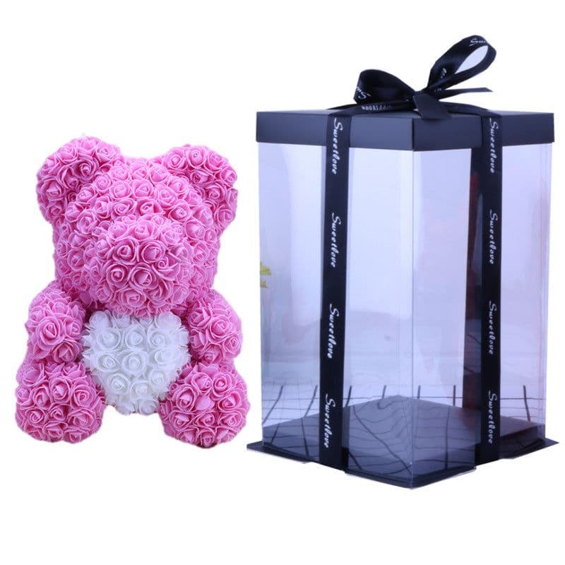 image-Rose Bear with Wedding Dress 40cm Flower Bear Gift