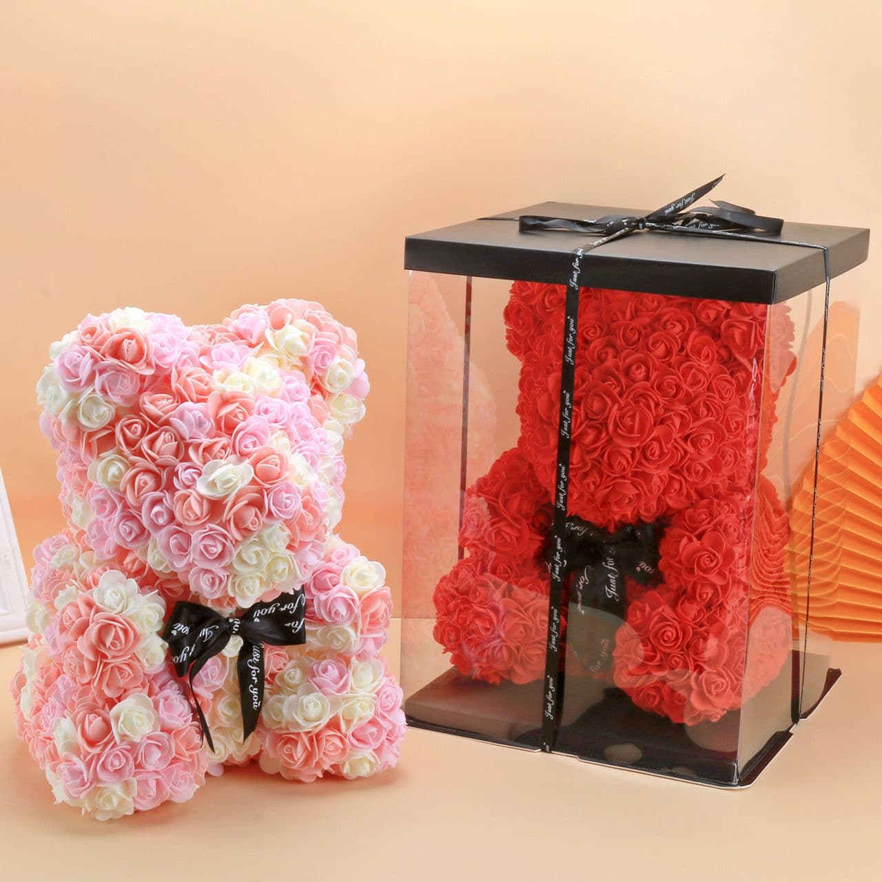 image-Rose Bear with Wedding Dress 40cm Flower Bear Gift
