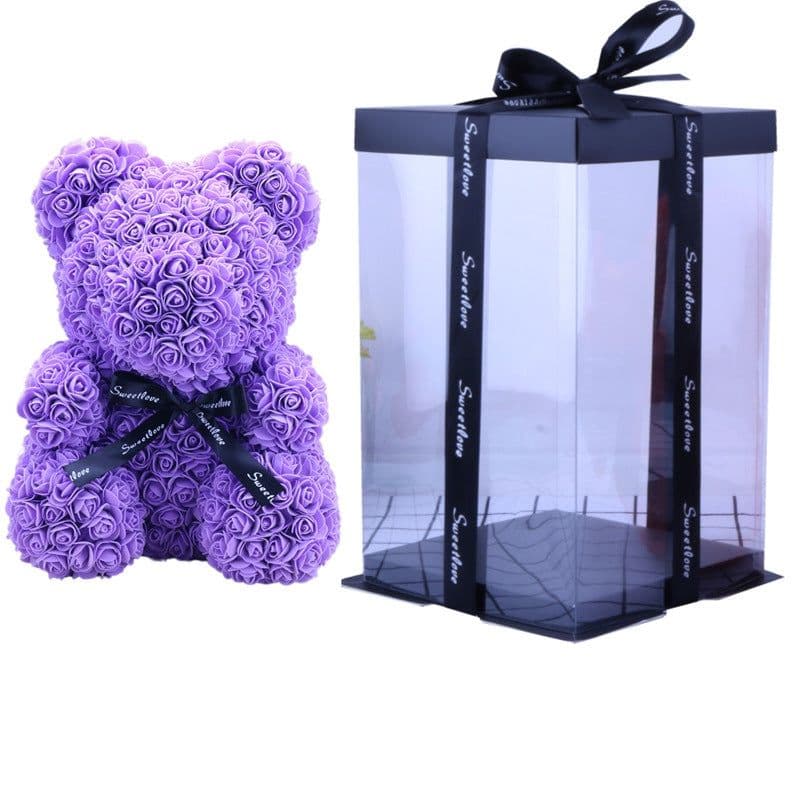 image-Rose Bear with Wedding Dress 40cm Flower Bear Gift