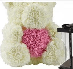 image-Rose Bear with Wedding Dress 40cm Flower Bear Gift