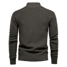image-Men's Cotton Cardigan Sweater Stand Collar Navy Blue XXL