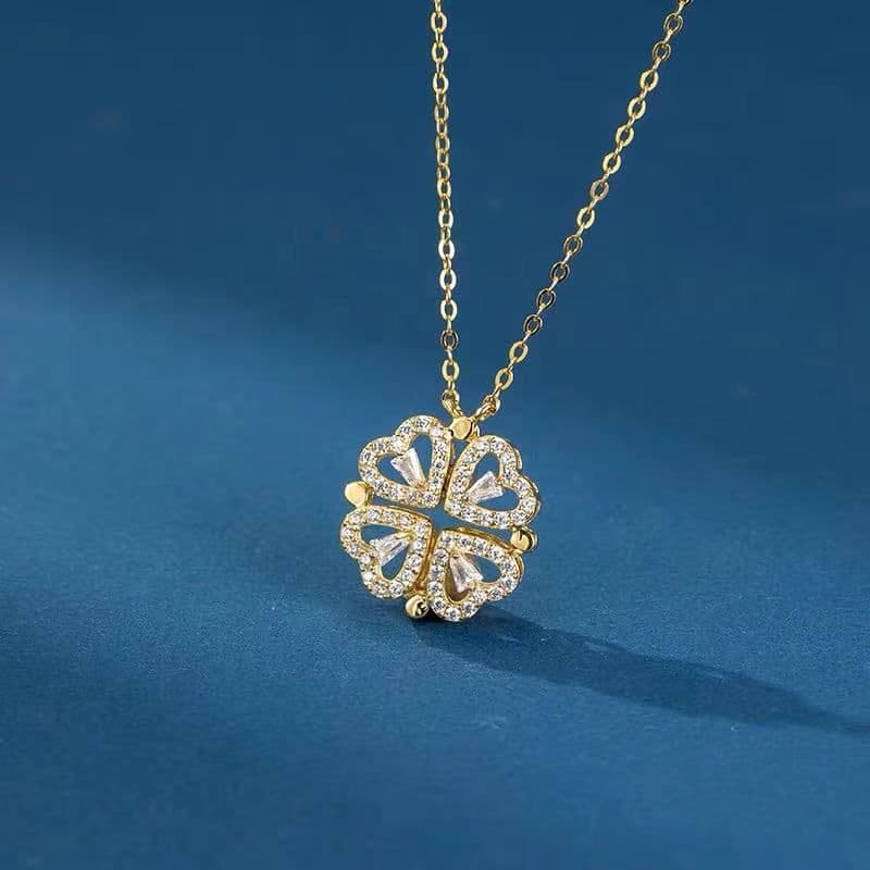 image-Lucky Leaf Grass Magnet Attracts Light Luxury AccessoriesA Multi-wear Clavicle Chain Four-leaf Clover Necklace