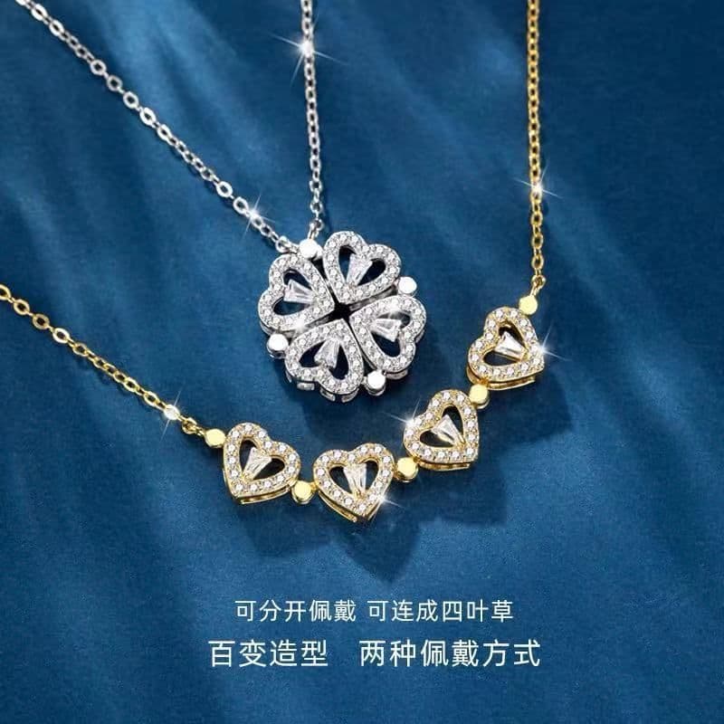image-Lucky Leaf Grass Magnet Attracts Light Luxury AccessoriesA Multi-wear Clavicle Chain Four-leaf Clover Necklace