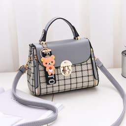 image-Shangxin Small Square Crossbody Bag Plaid Shoulder Purse