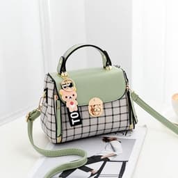 image-Shangxin Small Square Crossbody Bag Plaid Shoulder Purse