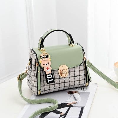 image-Shangxin Small Square Crossbody Bag Plaid Shoulder Purse