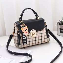 image-Shangxin Small Square Crossbody Bag Plaid Shoulder Purse