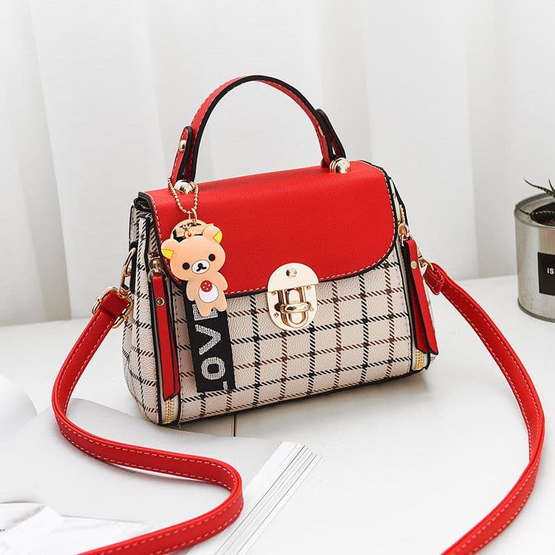 image-Shangxin Small Square Crossbody Bag Plaid Shoulder Purse