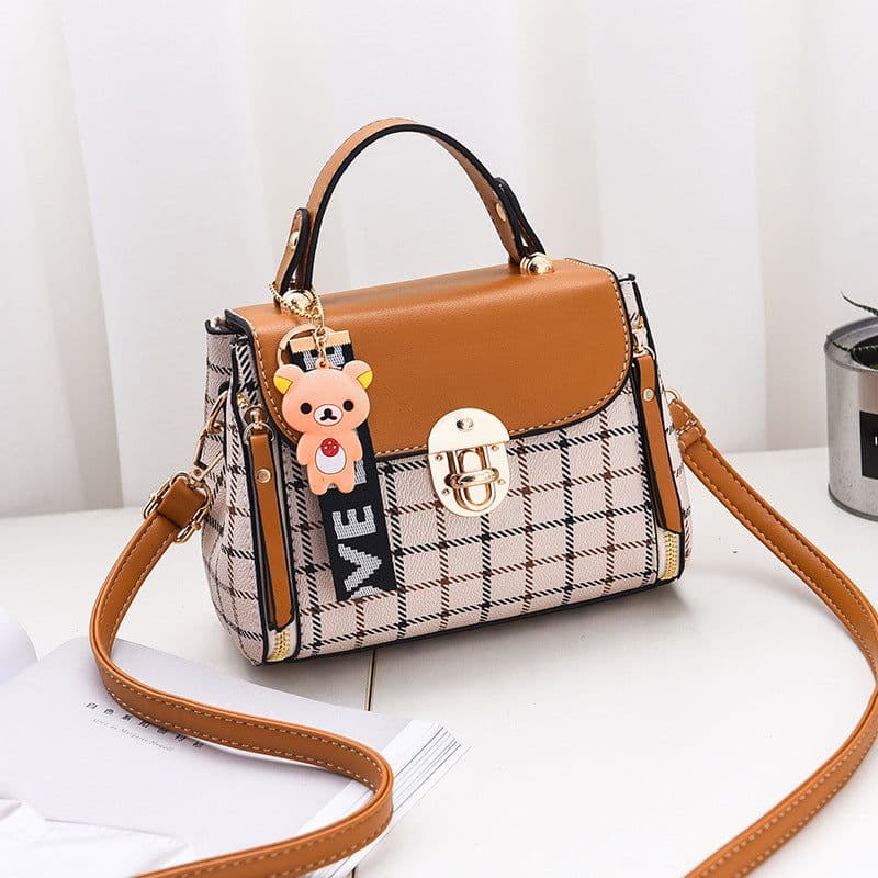 image-Shangxin Small Square Crossbody Bag Plaid Shoulder Purse