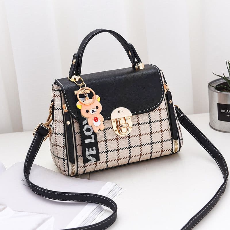 image-Shangxin Small Square Crossbody Bag Plaid Shoulder Purse