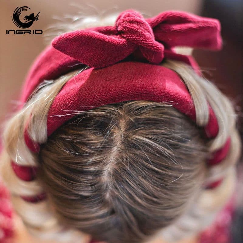image-INGRID No Heat Curling Ribbon Headband Leopard Print Cotton Velvet