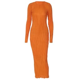 image-Women's Long Sleeve Bodycon Dress Round Neck Solid Color