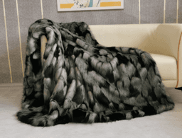 image-UFOX Black Faux Fur Blanket Geometric Pattern 220x150cm
