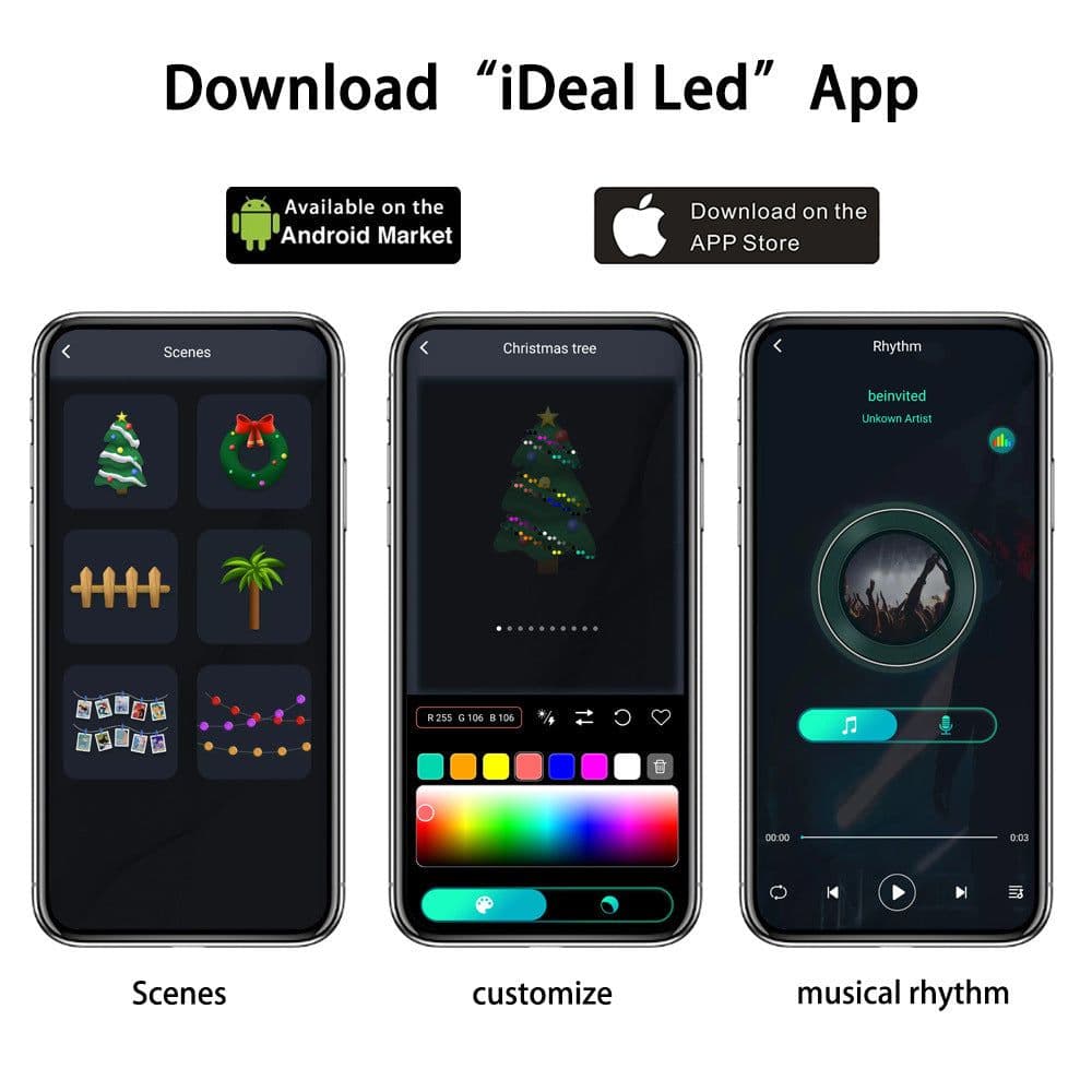 image-Symphony 100 LED Copper Wire String Lights Bluetooth RGB 10m