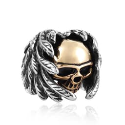 image-Iron Warrior Titanium Steel Winged Skull Ring Men's Punk Jewelry