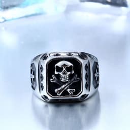 image-Steel Warrior Skull Ring Stainless Steel Men's Punk Ring