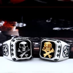 image-Steel Warrior Skull Ring Stainless Steel Men's Punk Ring
