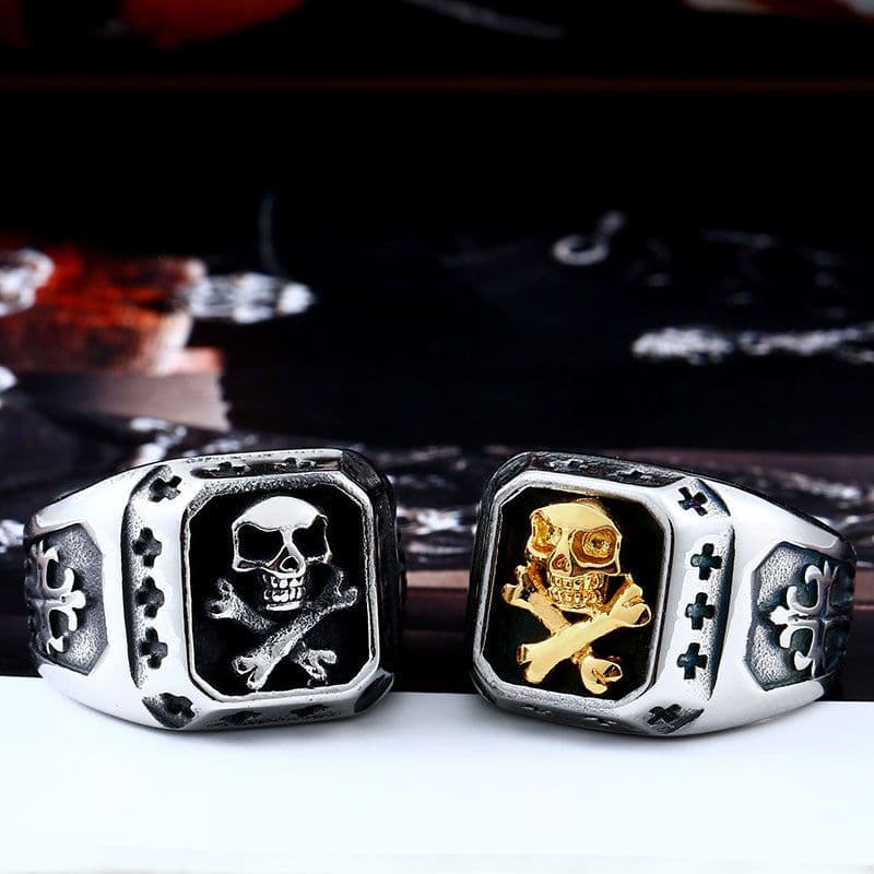 image-Steel Warrior Skull Ring Stainless Steel Men's Punk Ring