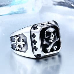 image-Steel Warrior Skull Ring Stainless Steel Men's Punk Ring