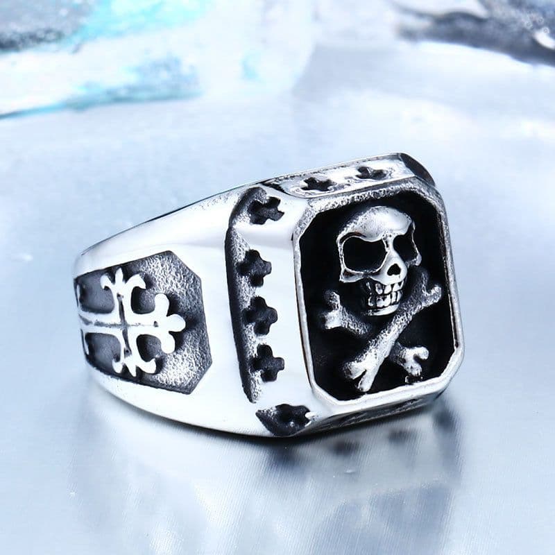 image-Steel Warrior Skull Ring Stainless Steel Men's Punk Ring
