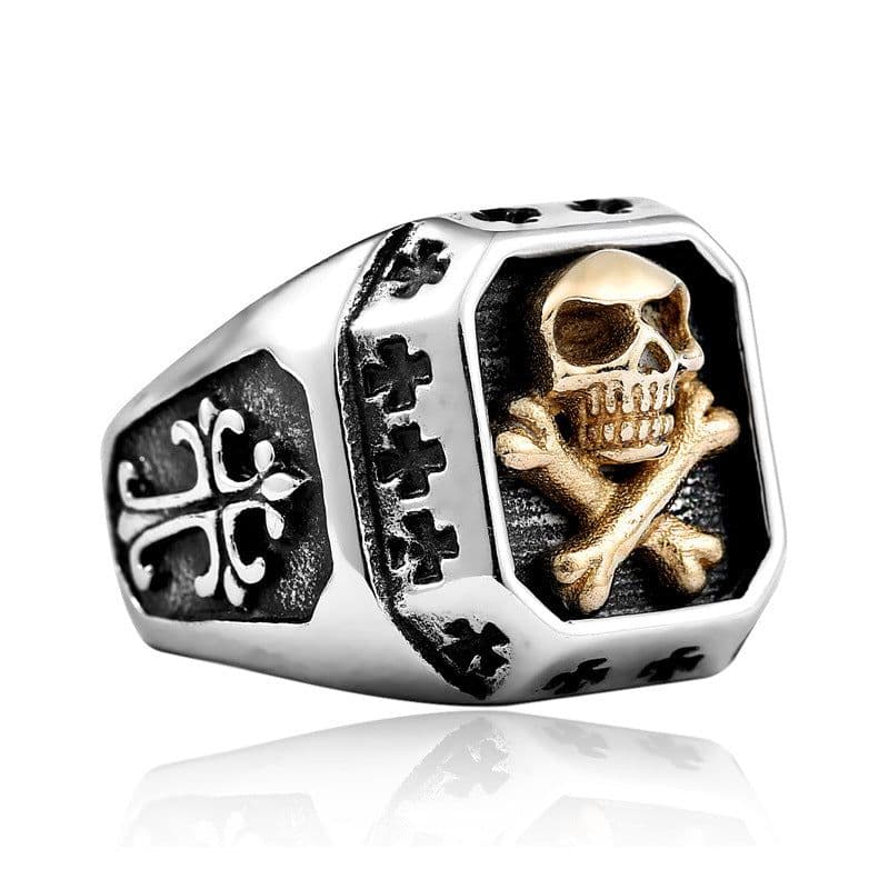 image-Steel Warrior Skull Ring Stainless Steel Men's Punk Ring