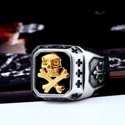 image-Steel Warrior Skull Ring Stainless Steel Men's Punk Ring