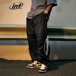 image-INF Men's Casual Wide-Leg Sports Pants Straight Trousers