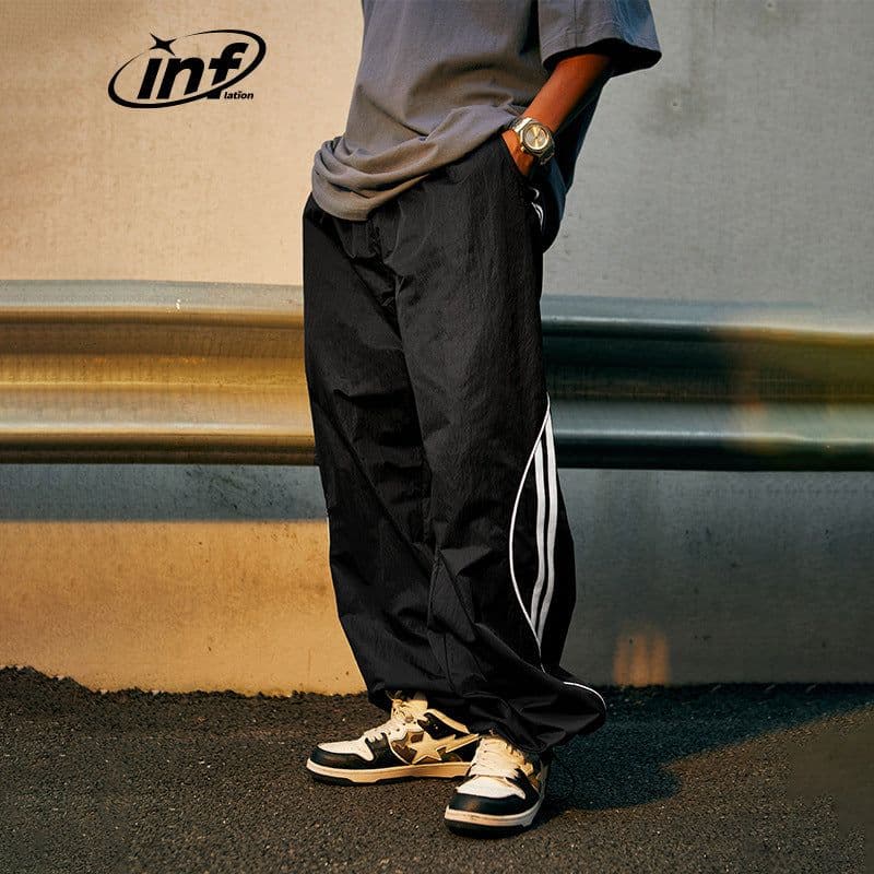 image-INF Men's Casual Wide-Leg Sports Pants Straight Trousers