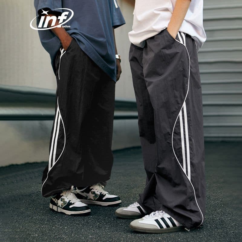 image-INF Men's Casual Wide-Leg Sports Pants Straight Trousers