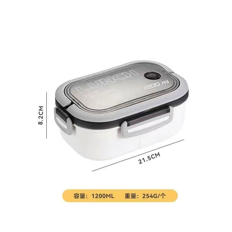 image-Student Double-Layer Lunch Box 1200ML Microwave Safe Compartment