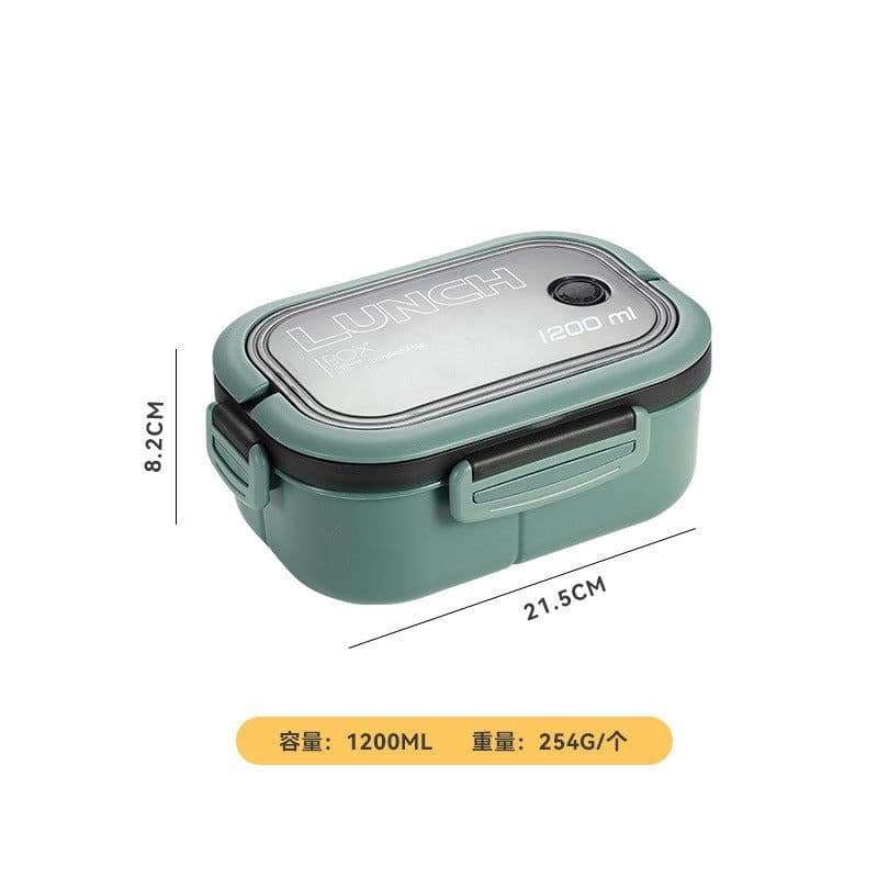 image-Student Double-Layer Lunch Box 1200ML Microwave Safe Compartment