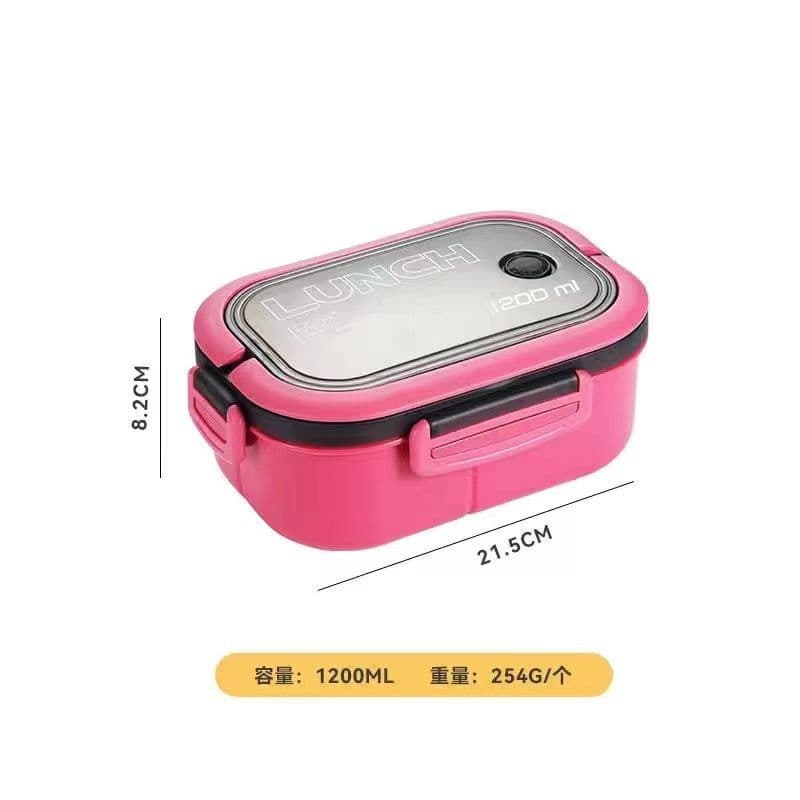 image-Student Double-Layer Lunch Box 1200ML Microwave Safe Compartment